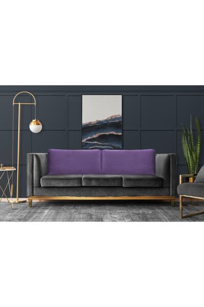 AYPETEKS Açık Mürdüm Tay Tüyü Kutu Model Koltuk Sırt Kırlent Kılıfı Kanepe Mi...