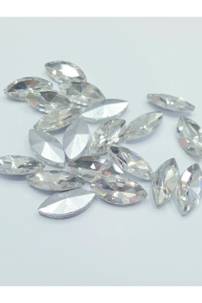 CRYSTALSHOP Yapıştırma Taş - {arkası Bombeli} Mekik 7x15mm (100 AD)