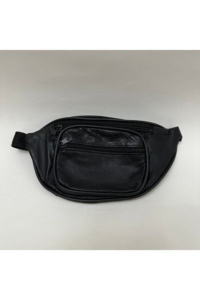 Şener collection Genuine Leather Waist Bag - 3 Compartments - Stylish Compact Design - Leather Belt