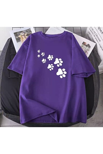 blausee wear Γυναικείο μπλουζάκι με στάμπα Paw Oversize