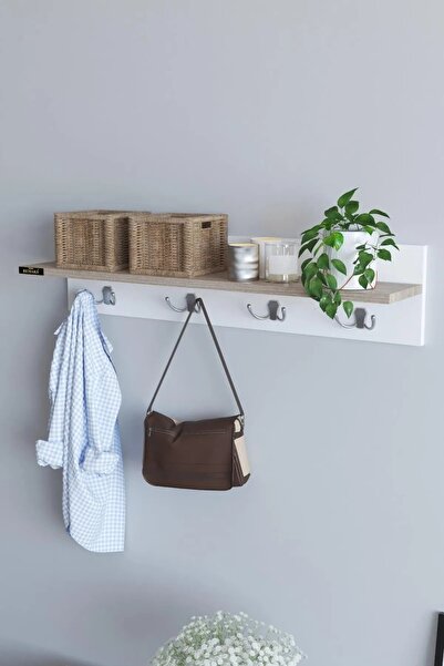 Genel Markalar Hanger Portmanto Vestiyer Duvar Askısı Askılık - Beyaz\ceviz