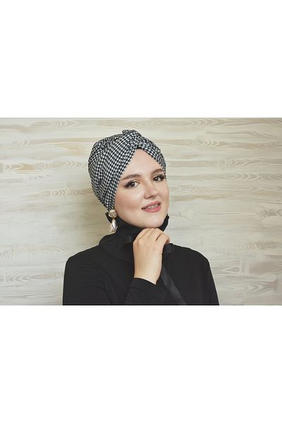 ARTİZİA Houndstooth Patterned Unfilled Hijab Bonnet