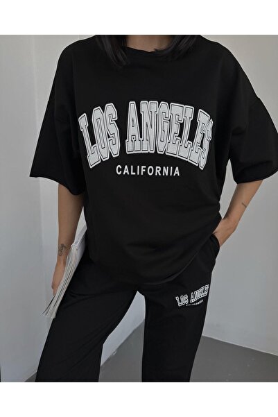 Machetta Γυναικείο καλοκαιρινό σετ με στάμπα Los Angeles Oversize στο κάτω μέρος