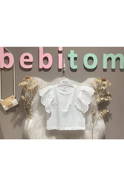 bebitomkids 2-12 Yaş Işlemeli Güpürlü Kısa Kol Body