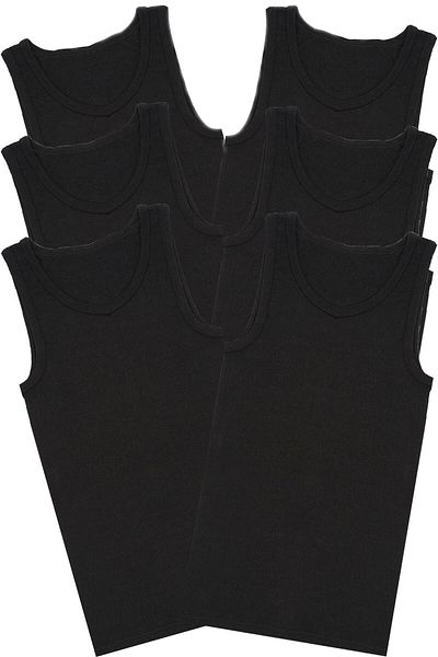 EGE TEKSTİL 6 Black Men's Combed Cotton Undershirt - Cotton Undershirt