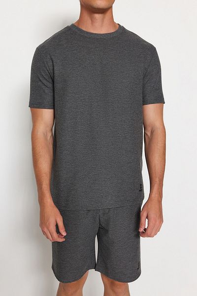 Trendyol Collection Pletené šortky s texturou v antracitovém střihu TMNSS23PT00032