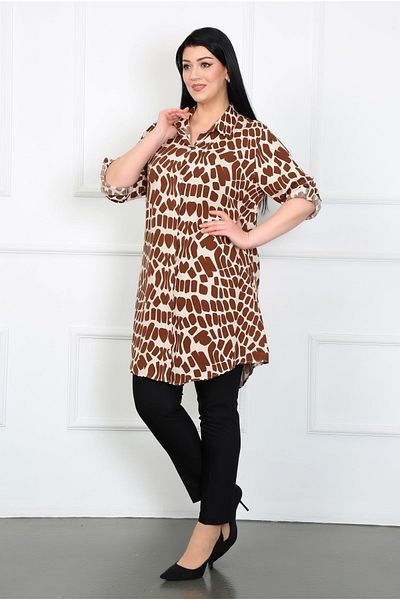 By Alba Collection Γυναικείο χιτώνα μεγάλου μεγέθους με μοτίβο από βαμβακερή βισκόζη