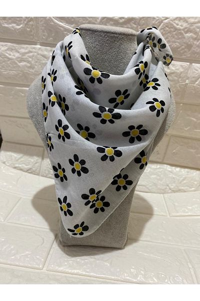 sema aksesuar Women's Daisy Flower Patterned Cotton Scarf - Bandana