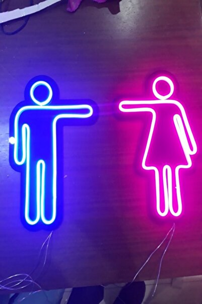 Extremmotif Kadın & Erkek Wc Tuvalet Neon Led Tabela Kafe Bar Dekor (26x40)x2