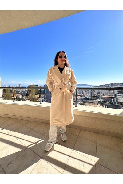 Fast Perry Dört Düğmeli Tasarım Trençkot Taş Rengi