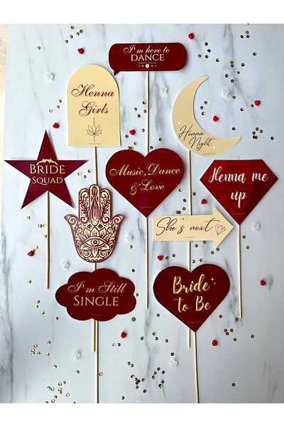 The Istanbul Event 10-Piece Henna Night Speech Bubble Set with Sticks - Henna Night - Henna Me Up - Bride To Be