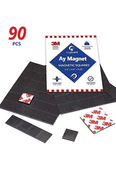 AYMAGNET 3m 90 Adet 15x15 Yapışkanlı Mıknatıs Magnet, Mıknatısı Dolap, Nişan, Bebek Güçlü Çok Amaçlı Süsleme