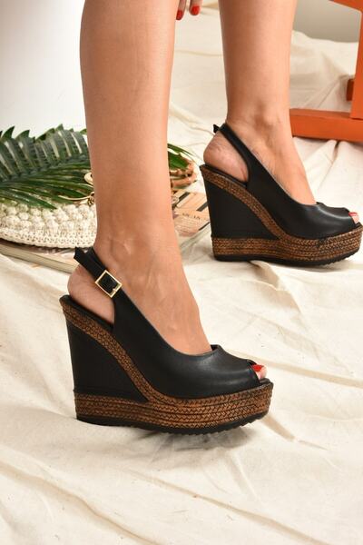 Fox Shoes Women's Black Wedge Heeled Shoes 9674070803