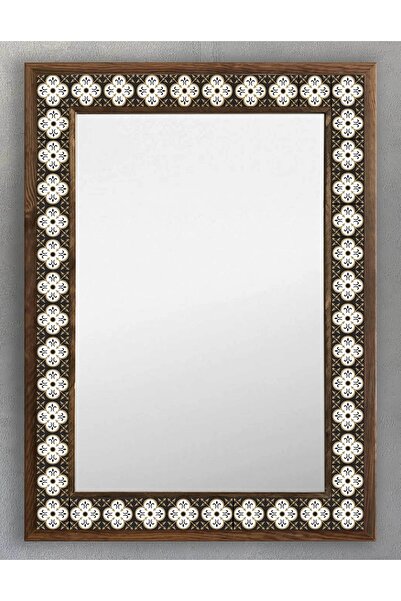 Oscar Stone Decor Ahşap Çerçeveli Mozaik (mermer) Ayna 53x73 Cm Seramik-star-...