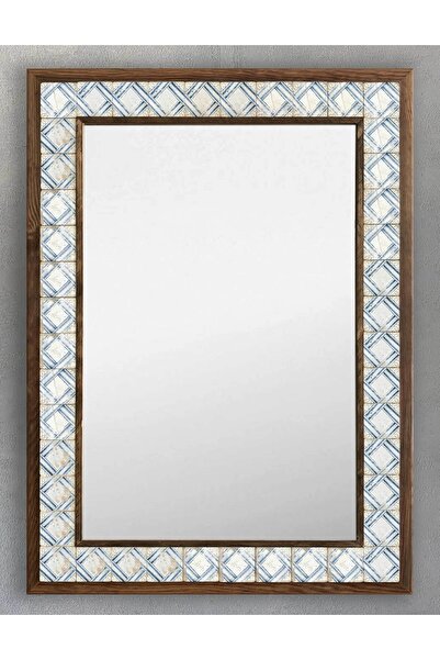 Oscar Stone Decor Ahşap Çerçeveli Mozaik Taş (mermer) Ayna 53x73 Cm Doğal Ayn...
