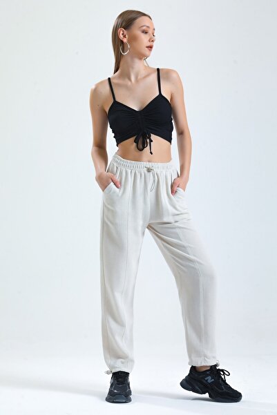 MD trend Жіночі джоггер-штани з кишенями з каменем, з льону, парашутні