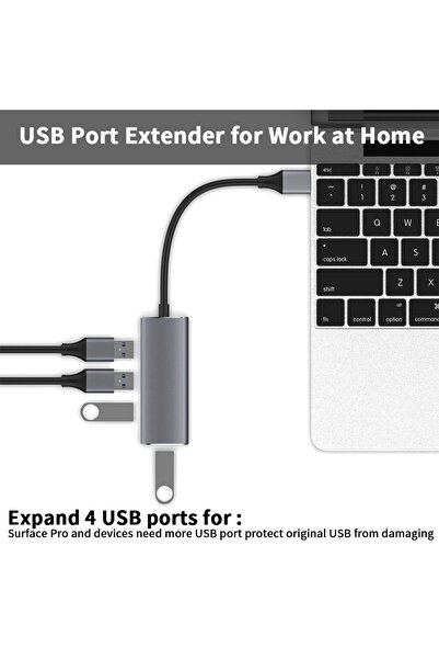 Fogy Macbook 13.6' Air 2022 M2 Notebook Usb Çoklayıcı 4 In 1 & Şarj Kablo Adaptör Type-c Hub