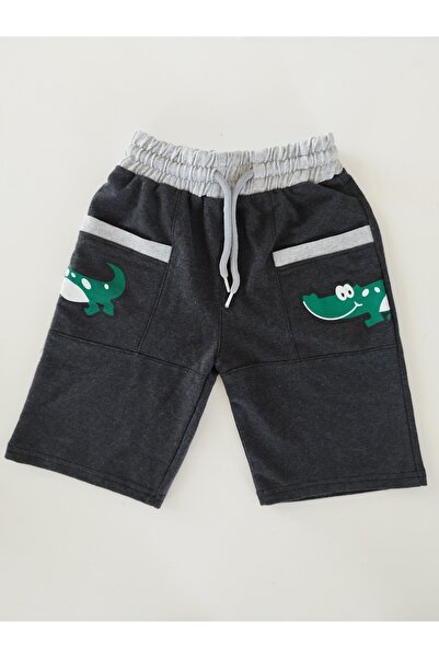 karelim tekstil Erkek Çocuk 3 Adet Füme Timsah Cepli Bermuda Şort