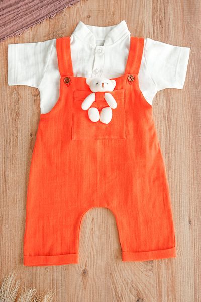 ipek atlas Muslin Fabric Salopet Set for Baby and Child - Girls and Boys