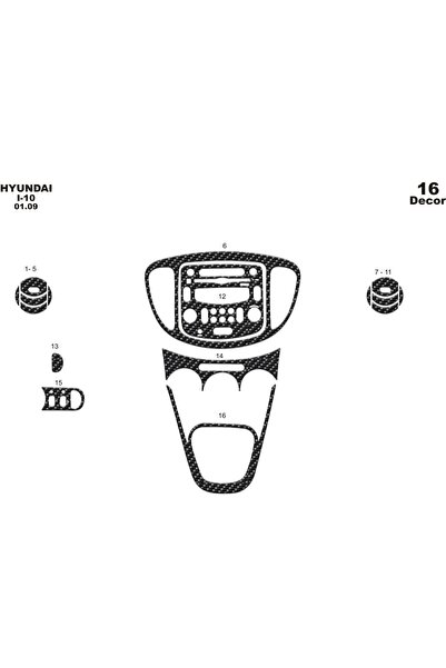 meriç cockpit design ميريتش ®   هيونداي I10 توربيدو أمامي مطلي أسود لامع 16 ق...