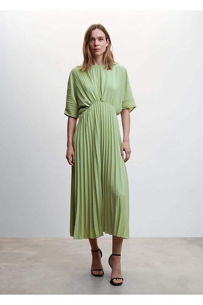 MANGO Woman Πλισέ μακρύ φόρεμα