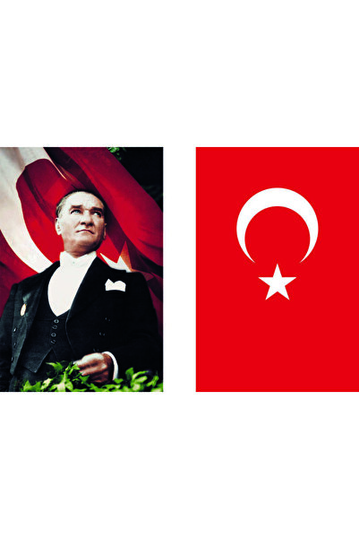 bayrakal Atatürk ve Türk Bayrağı Ikili Set 100x150cm