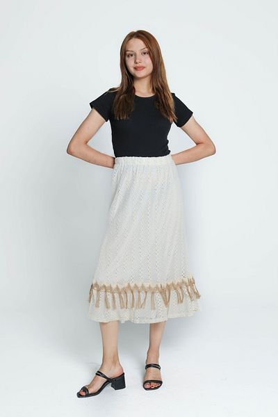 Kadınle Mesh Embroidered Tassel Skirt