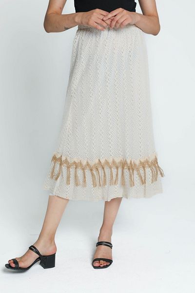Kadınle Mesh Embroidered Tassel Skirt