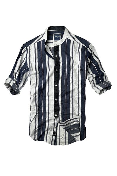 alaska the last frontier Cămașă cu mânecă lungă, țesătură 100% bumbac, slim fit, cu guler de judecător - linie groasă de bleumarin--