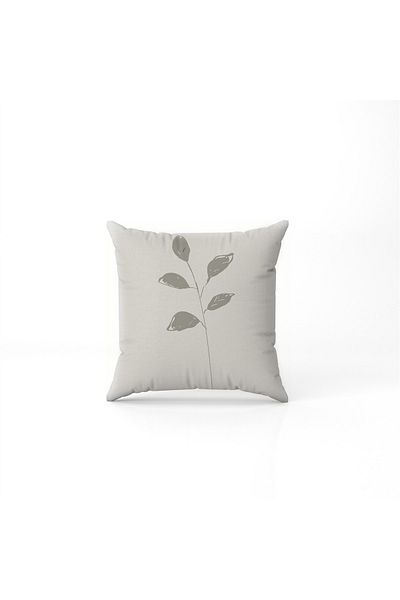 NT Handmade Κομψό μοτίβο φύλλων σε κρεμ δάπεδο τυπωμένο 42x42cm Βαμβακερή υφασμένη μαξιλαροθήκη μαξιλαριού