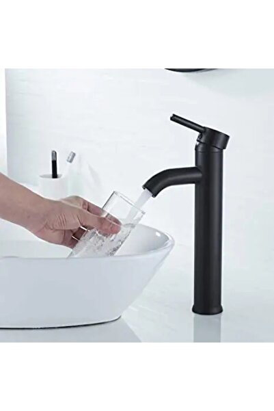 Kavisa Çanak Aç-kapa Lavabo Bataryası Siyah