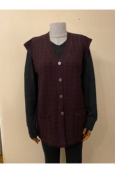 TEK Seasonal Mercerized Diamond Patterned Mother's Vest / Plum