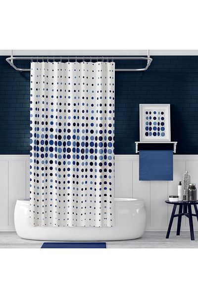 Zethome Завеса за баня на точки 2x110x200 с двойно крило, пръстен, подарък
