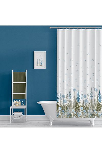 Zethome Κουρτίνα μπάνιου 1x110x200 Κουρτίνα μπάνιου μονόφυλλη με δαχτυλίδι δώρο 2558