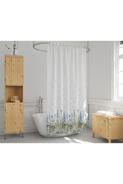 Zethome Κουρτίνα μπάνιου 1x110x200 Κουρτίνα μπάνιου μονόφυλλη με δαχτυλίδι δώρο 2558