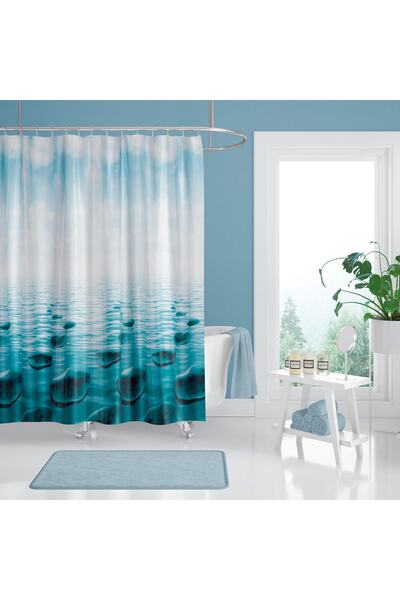 Zethome Κουρτίνα μπάνιου 1x240x200 Κουρτίνα μπάνιου μονής φτερού με δαχτυλίδι Δώρο 5075
