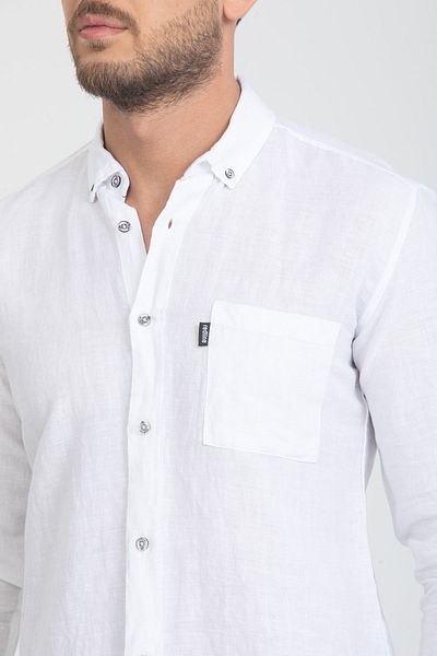 Redline Men's Linen Basic Shirt White Slim Fit