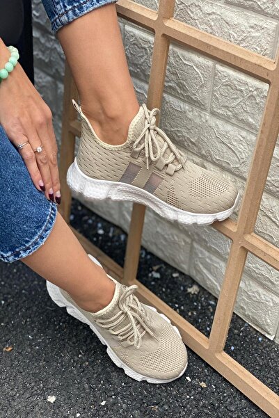 İnan Ayakkabı Women's Beige Knitwear Sneakers