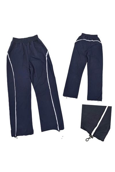 DENİKK Y2k Navy Blue Stripe Λεπτομέρεια Unisex Αλεξίπτωτο Φούτερ /παντελόνι