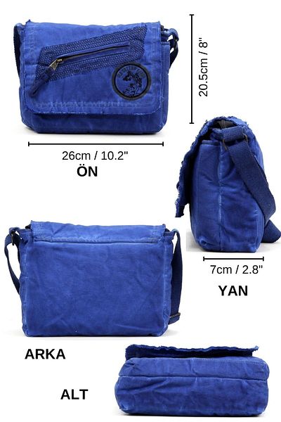 Old Cotton Cargo 7136 Geantă de umăr Indigo albastră mică Geantă de pânză Geantă pentru tabletă pentru școală