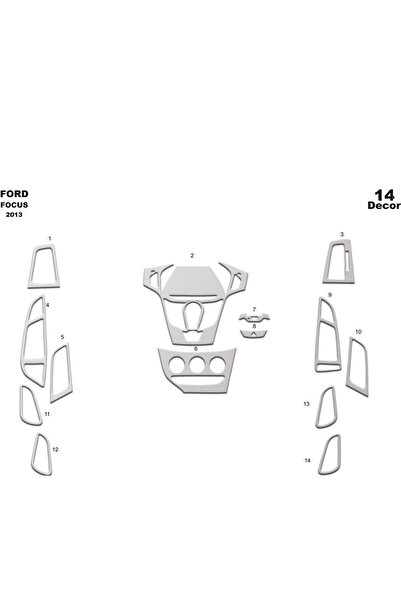 meriç cockpit design ميريتش ®   فورد فوكس توربيدو امامي مطلي الومنيوم 13 قطعة...