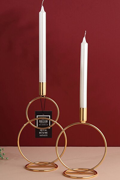 mba decor metal bending art Ikili Gold Şamdan Mumluk Dekoratif Dekorasyon Pas...