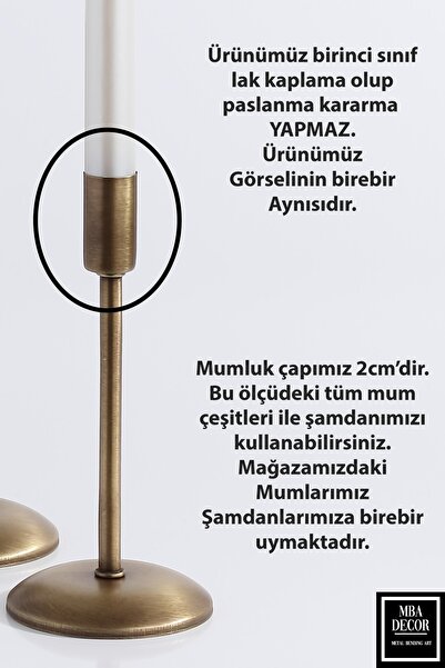 mba decor metal bending art 3'lü ( Üçlü ) Düz Ayak Eskitme Dore Şamdan Mumluk Dekoratif Mumluk Paslanmaz Kaplama Ev Dekorasyon