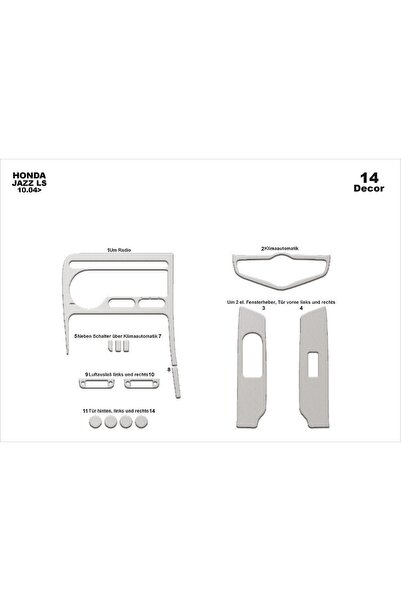 meriç cockpit design ميريتش ®   هوندا جاز توربيدو امامي مطلي الومنيوم 14 قطعة...