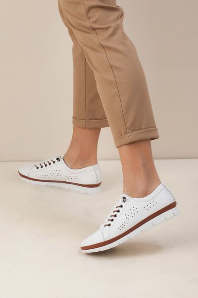 DERİMİSS Pantofi albi din piele de damă