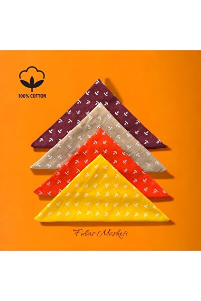 Petit Store Unisex 4 τεμάχια μπαντάνα με σχέδιο άγκυρας 100% βαμβάκι μπορντό,...