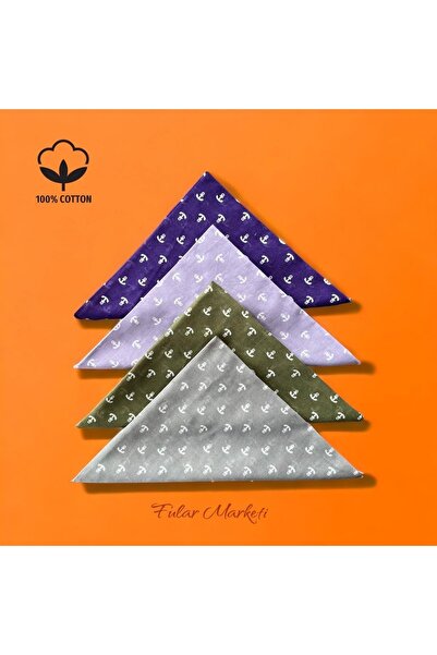 Fular Marketi Bandana unisex 4 bucăți cu model 100% bumbac Violet Liliac Kaki...