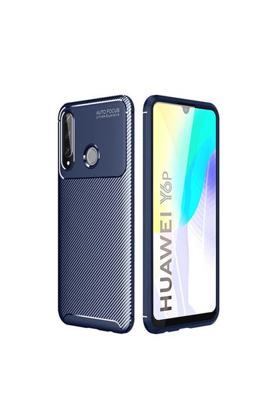 ZM STORE جراب Huawei Y6p بتصميم كربوني رائع وغطاء أسود
