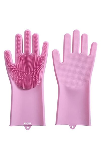 MUJGAN Sihirli Silikon Bulaşık Yıkama Eldiveni Pembe Renk