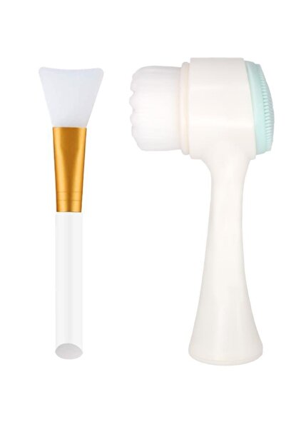 MUJGAN 2'li Cilt Bakım Seti Beyaz Silikon Maske Sürme Fırçası + Cilt Temizlem...